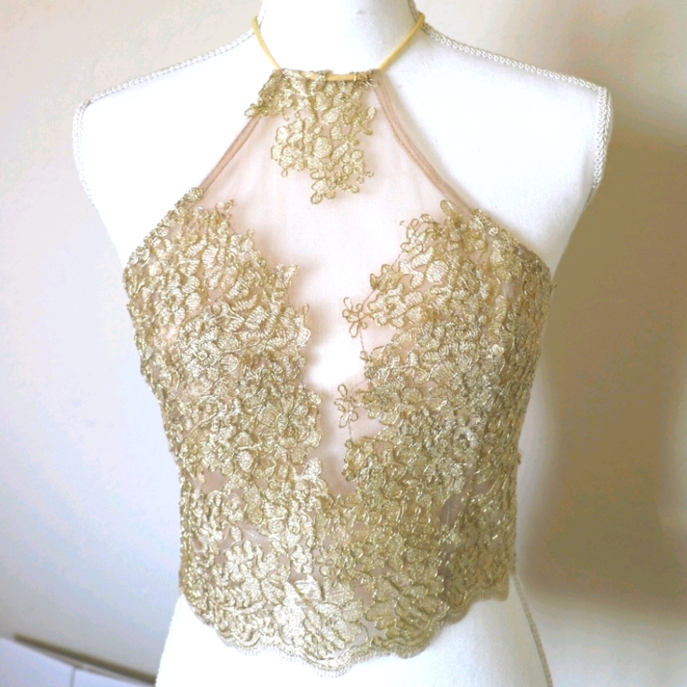 NEW! Gold Sequin Halter Tank Top